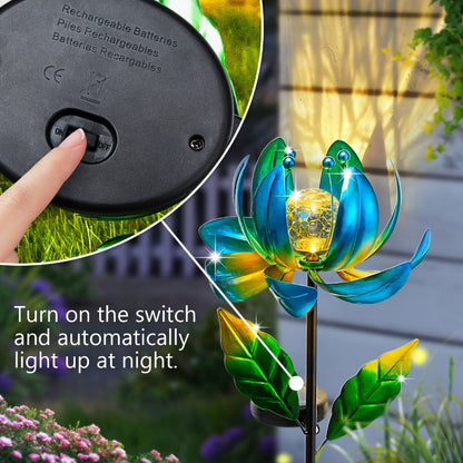 Solar Garden Light Rotating Windmill Flower with Color-Changing LED and Purple or Blue Options