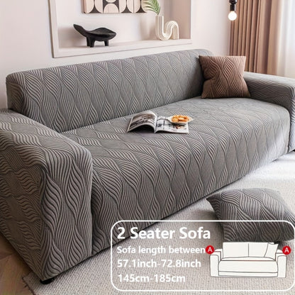 Sofa Cover Polar Fleece Modern Jacquard Elastic Slipcover with Anti-Slip Fit for 1 to 4-Seater Sofas