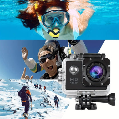 1080P 30fps-Labeled Action Camera with 170-Degree Lens, 2-Inch LCD, 900mAh Battery and Mounting Accessories