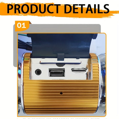 Motorcycle Bluetooth Speaker Sound Bar with Built-in Amplifier – IPX5 Waterproof, FM Radio, USB & AUX Input, 12V Metal MP3 Player for Handlebar, ATV, Scooter & Off-Road Bike