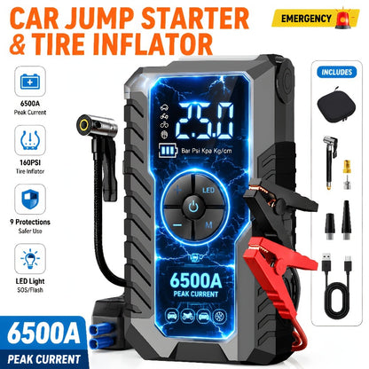 160PSI Air Pump Jump Starter 12V – Portable Car Emergency Starter, LED Light & Battery Charger, Winter Essential, 2 Styles