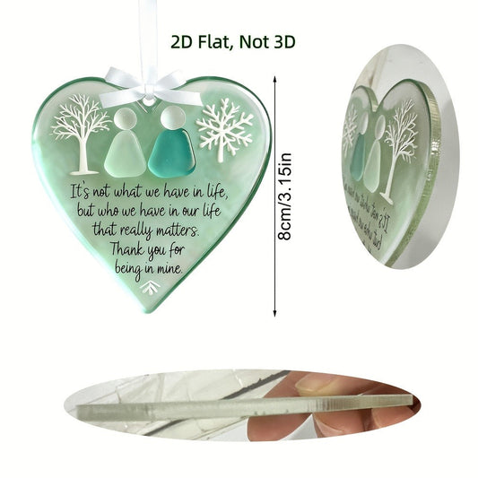 Acrylic Heart Friendship Ornaments 15 Pack – Heart-Shaped Sea Hanging Decor with Inspirational Quote, Christmas Tree Ornaments, Car Charm & Best Friend Gift Set