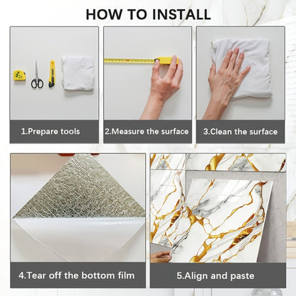 Marble Gold-Vein Wall Tile Sticker Set with 30 cm Panels, Four Colors and 50- or 100-Piece Packs