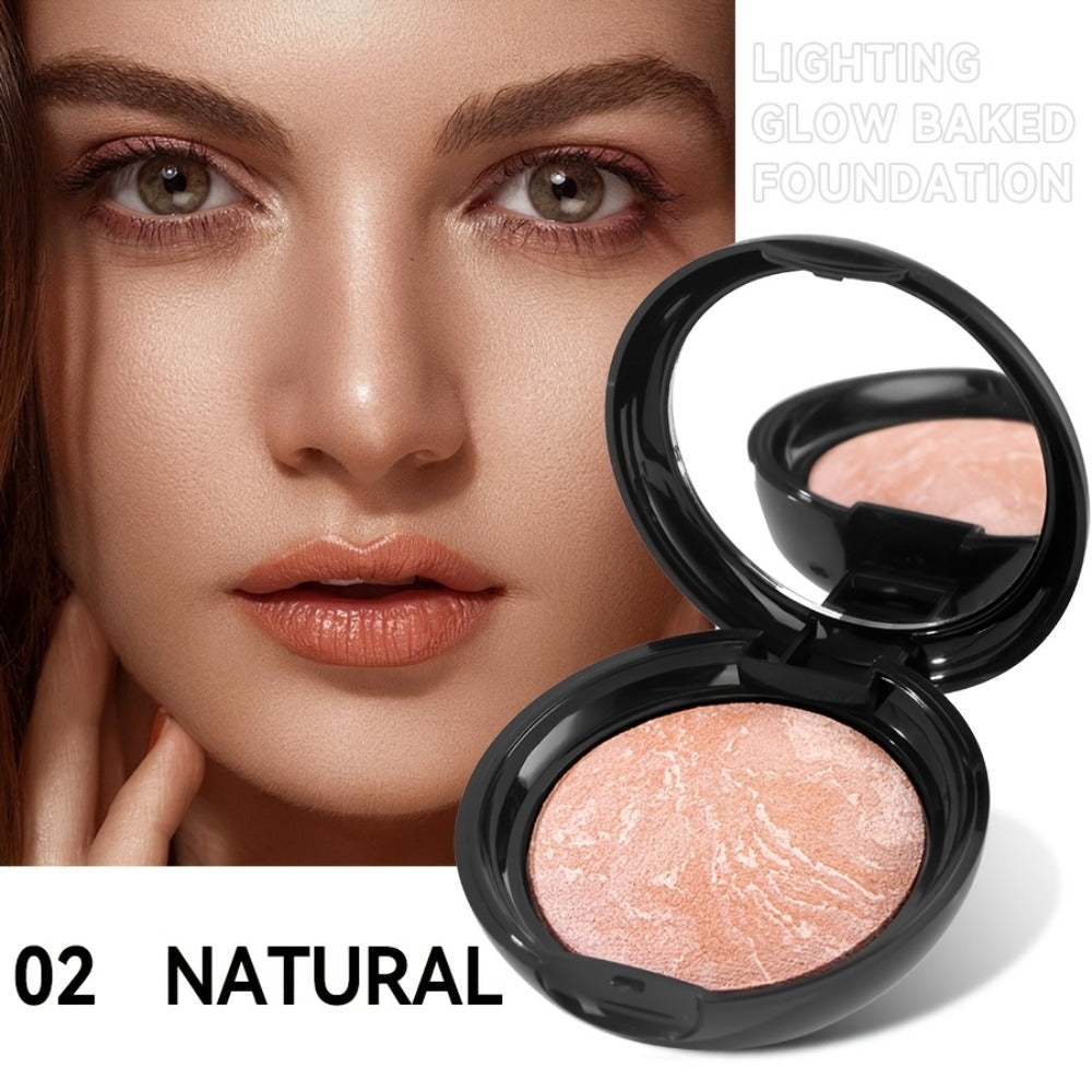 Marbled Pressed Powder Foundation Compact with Mirror in Six Shade Labels from Rose to Sand