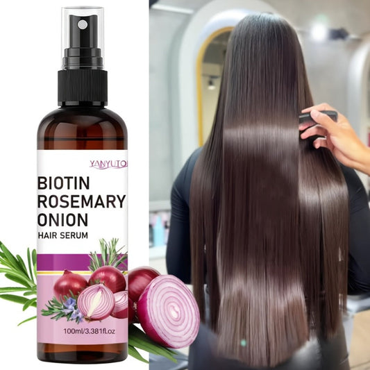 Biotin Rosemary Hair Growth Spray with Onion Extract — Leave-In Strengthening Essence Reduces Breakage Frizz Enhances Shine Scalp Health All Hair Types 100ml
