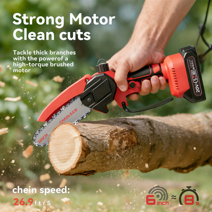 Cordless Electric Pole Saw 6-Inch Brushless Motor – Telescopic Foldable High-Reach Pruner, 2 Chains & 2 Batteries, Quick Blade Change for Tree Trimming