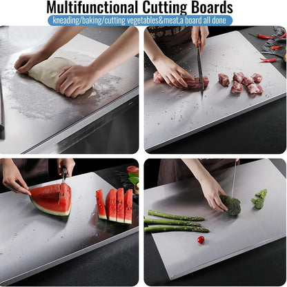 Cutting Board Stainless Steel Prep Surface in Four Sizes from 15.75 x 11.8 to 27.6 x 19.7 Inches