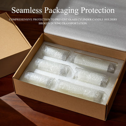 Pillar Candles with Clear Glass Hurricane Holders – Unscented White Cylinder Candles & Vases for Wedding Centerpieces, Party Tables, Home & Office Decor, Bulk Set 24 or 48 Pieces
