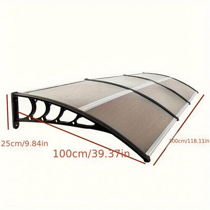 Door Window Awning Canopy 120x38 Inch Polycarbonate Rain Sun UV Snow Shield with Aluminum Bracket Easy Install Outdoor Porch Patio Entrance Shelter