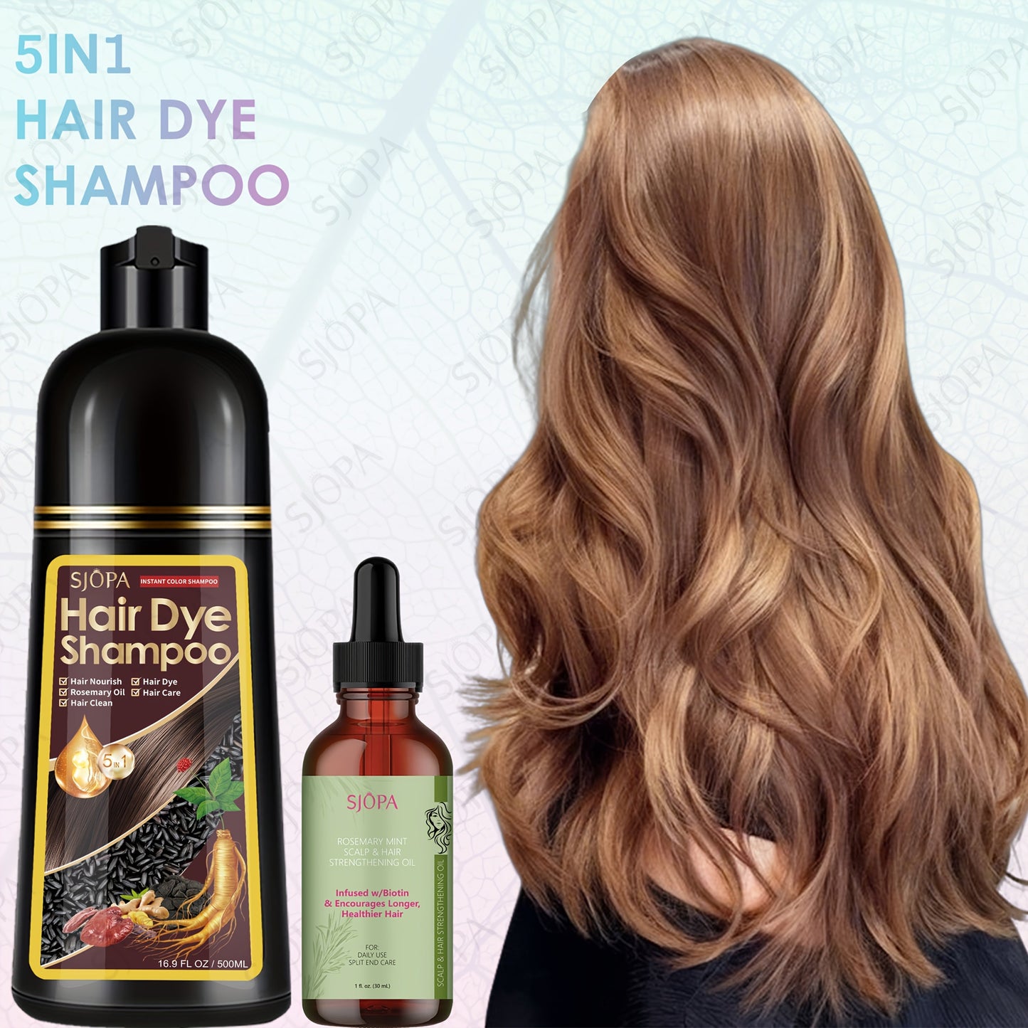 Hair Dye Coloring Shampoo 5-in-1 Upgraded with Hibiscus Oil, Squalane & Glycerin - Quick Color & Nourishing, Gentle Skin-Safe Formula, 12 Shades for Women & Men, Extra Large 500ml / 16.91oz