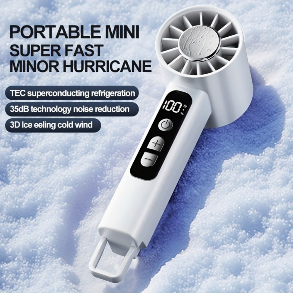 Two-Pack 1800mAh Handheld Fans with 100-Level Speed Display, USB-C Charging and White or Dark Gray Sets