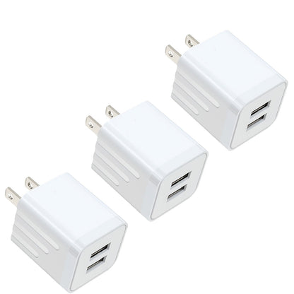 Dual Port USB Wall Charger 2.1A – JOZASHON 5V Cube Power Adapter Charging Block Brick for iPhone 16 15 14 13 12 11 Pro Max SE XS XR X 8 7 6 Plus, Samsung Galaxy, Android Phones (3-8 Pack)