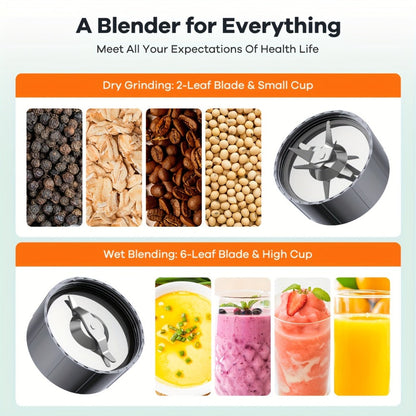 Personal Blender & Smoothie Maker 12-in-1, High-Powered Protein Shake Mixer, Multi-Function Grinder