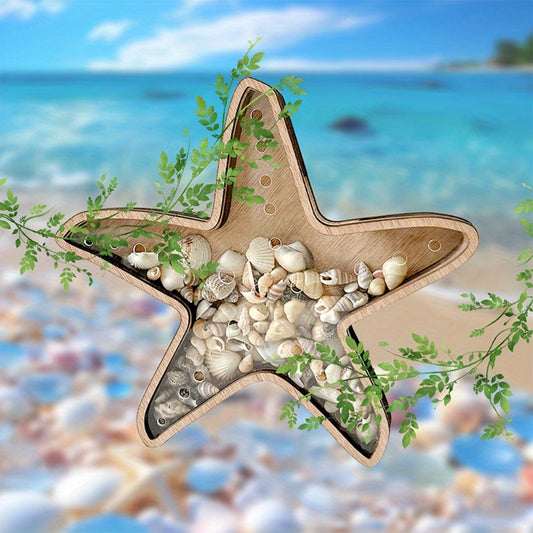 Wooden Starfish Tray – Ocean-Themed Organizer Dish for Desk & Dresser, Display Crystals Shells Agates, Nautical Home Decor, Thoughtful Beach House Gift for Holiday Season