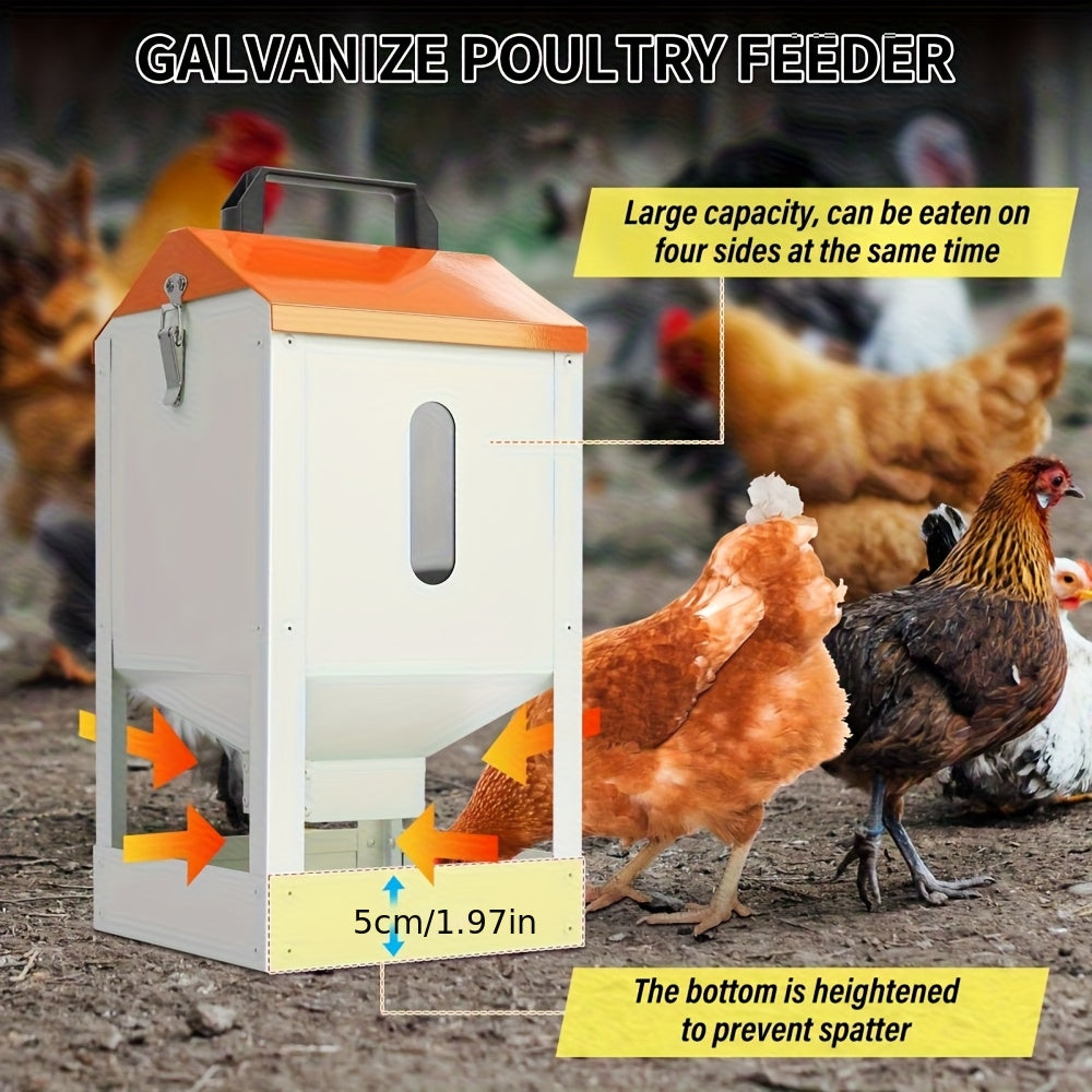 Chicken Feeder Stainless Steel 20 lbs Visible Window Portable Handle with 1 Exact Source Checkout Option