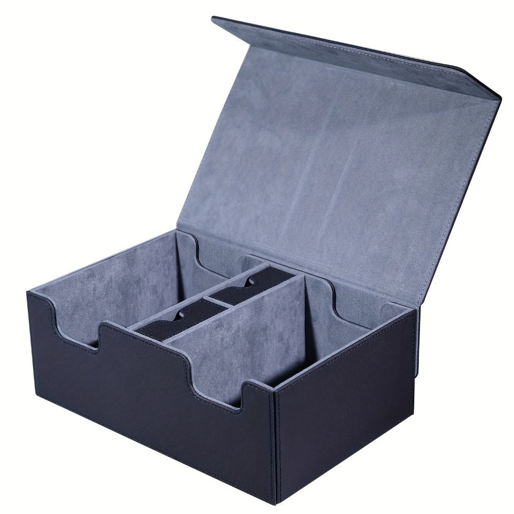 Magnetic Trading Card Deck Box for 600+ Cards with Four Deck Slots, Two Dice Trays and Four Colors
