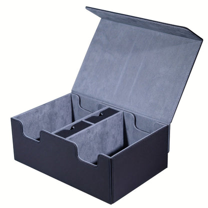 Magnetic Trading Card Deck Box for 600+ Cards with Four Deck Slots, Two Dice Trays and Four Colors