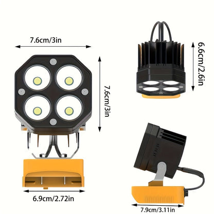 Four-Leaf Clover LED Work Light Compatible with DeWalt 20V Battery – Portable Cordless Job Site Lamp with Built-In Switch for Workshop, Camping & Emergency Lighting