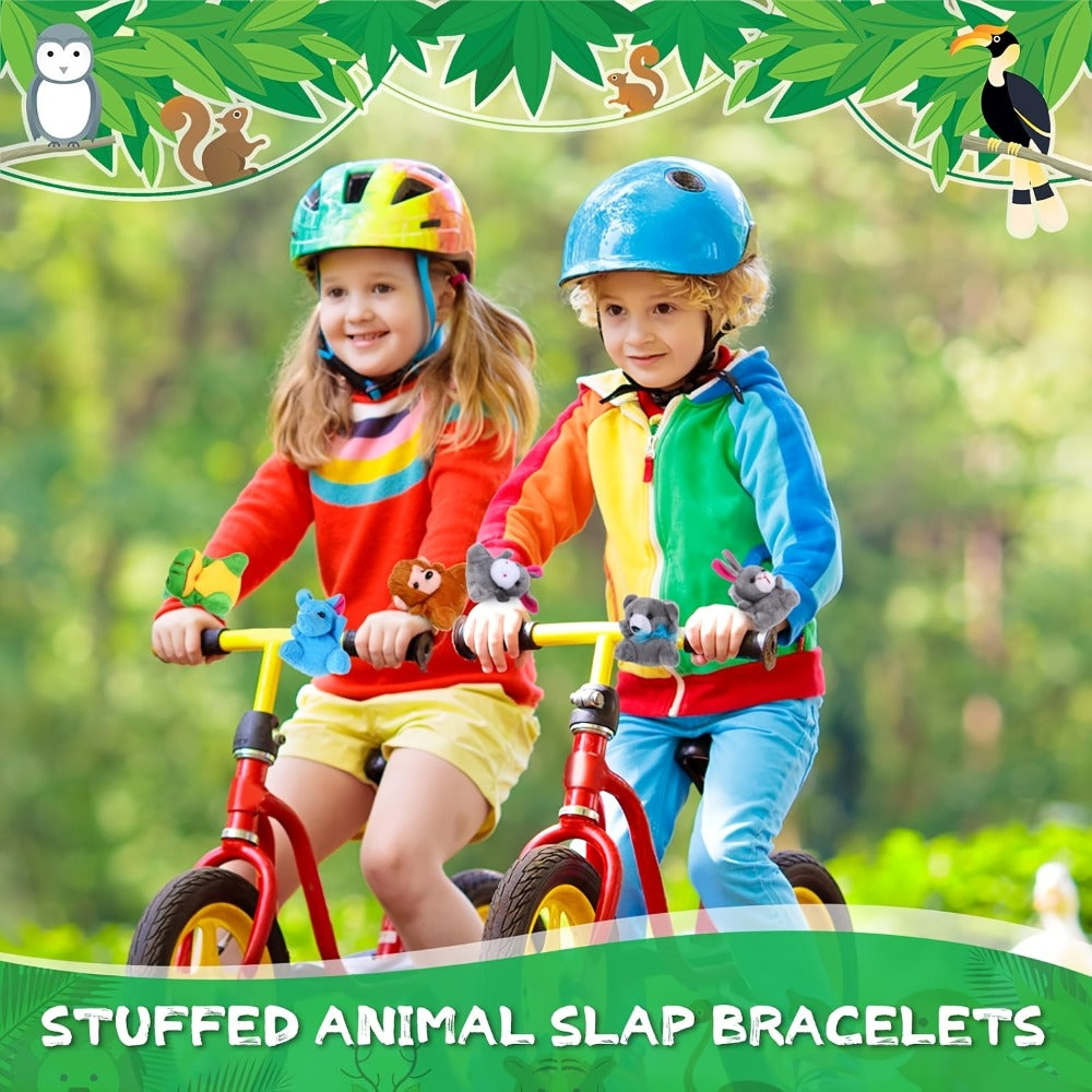Plush Animal Slap Bracelet Assortments in 6-, 10-, 15- or 30-Piece Checkout Packs for Party Favors