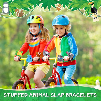 Plush Animal Slap Bracelet Assortments in 6-, 10-, 15- or 30-Piece Checkout Packs for Party Favors
