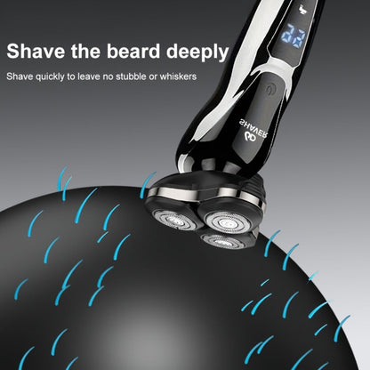 Black Three-Head Rotary Shaver with Digital Display in Standalone, Three-Piece or Four-Piece Sets