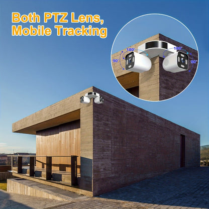 Security Camera 8MP Dual-Lens PTZ Model with 360 Panoramic View, Full-Color Night Vision and IP66