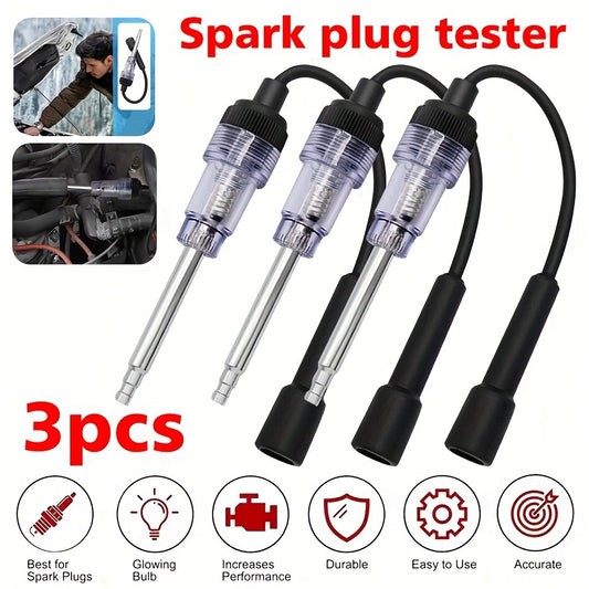 Spark Plug Tester 3-Pack - Automotive Diagnostic Tool with Glowing Bulb Indicator for Cars, Lawnmowers & Small Engines