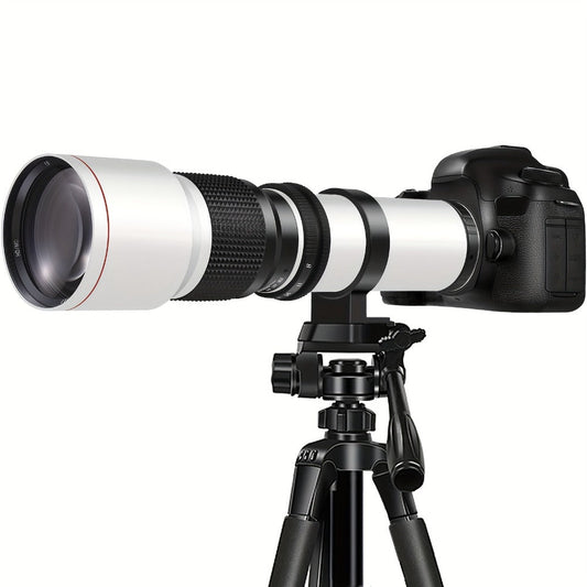 500mm F/8 Manual Focus Telephoto Lens for Canon EF & Nikon F Mount DSLR Cameras - T-Mount Zoom Lens with Adapters, Bird Wildlife Sports Photography