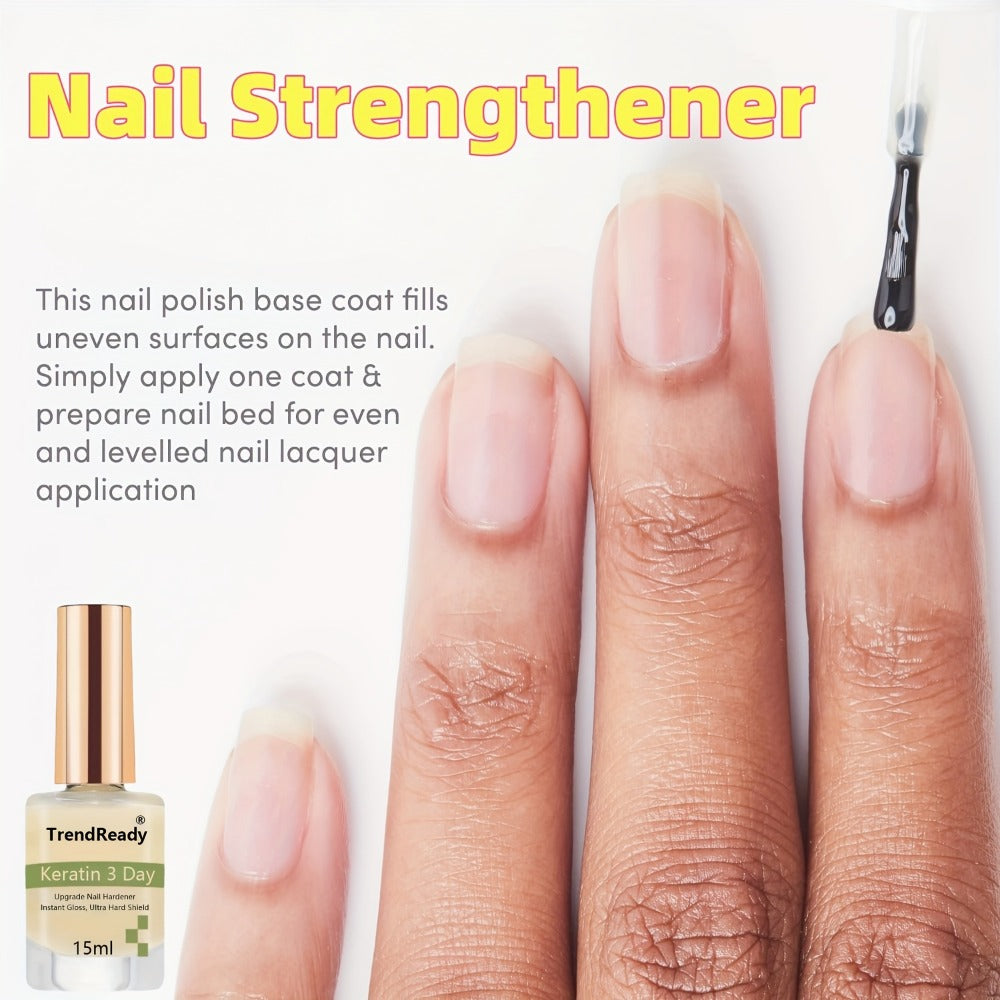 Clear Nail Care Coating Two-Bottle Set in 15 ml Square Bottles with Gold Caps and Beige Labels