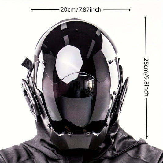 Mechanical Cyberpunk Mask Black, Futuristic Sci-Fi Half Face Costume Prop for Halloween Cosplay, Rave Bar Club Party