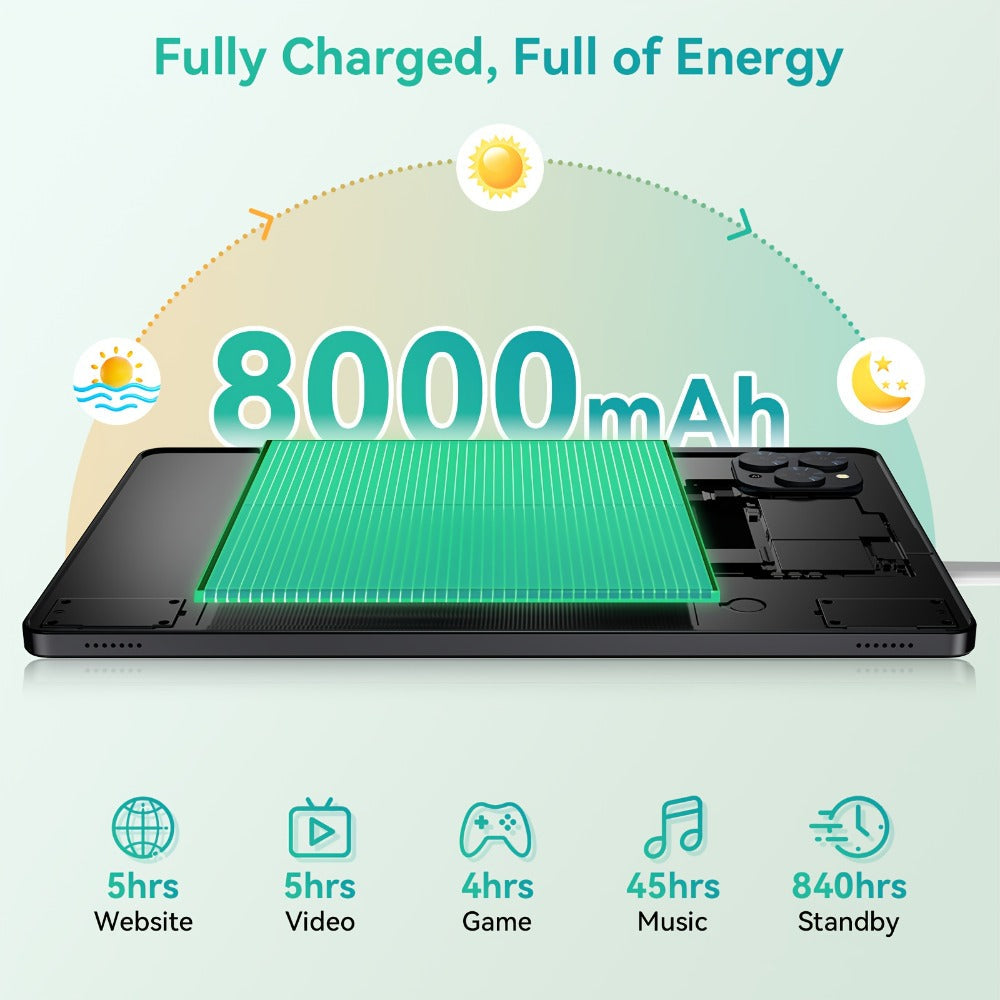 TABWEE T90 11-Inch Android 16 Tablet with 24GB Configured Memory, 128GB Storage and 1200 x 1920 IPS Display