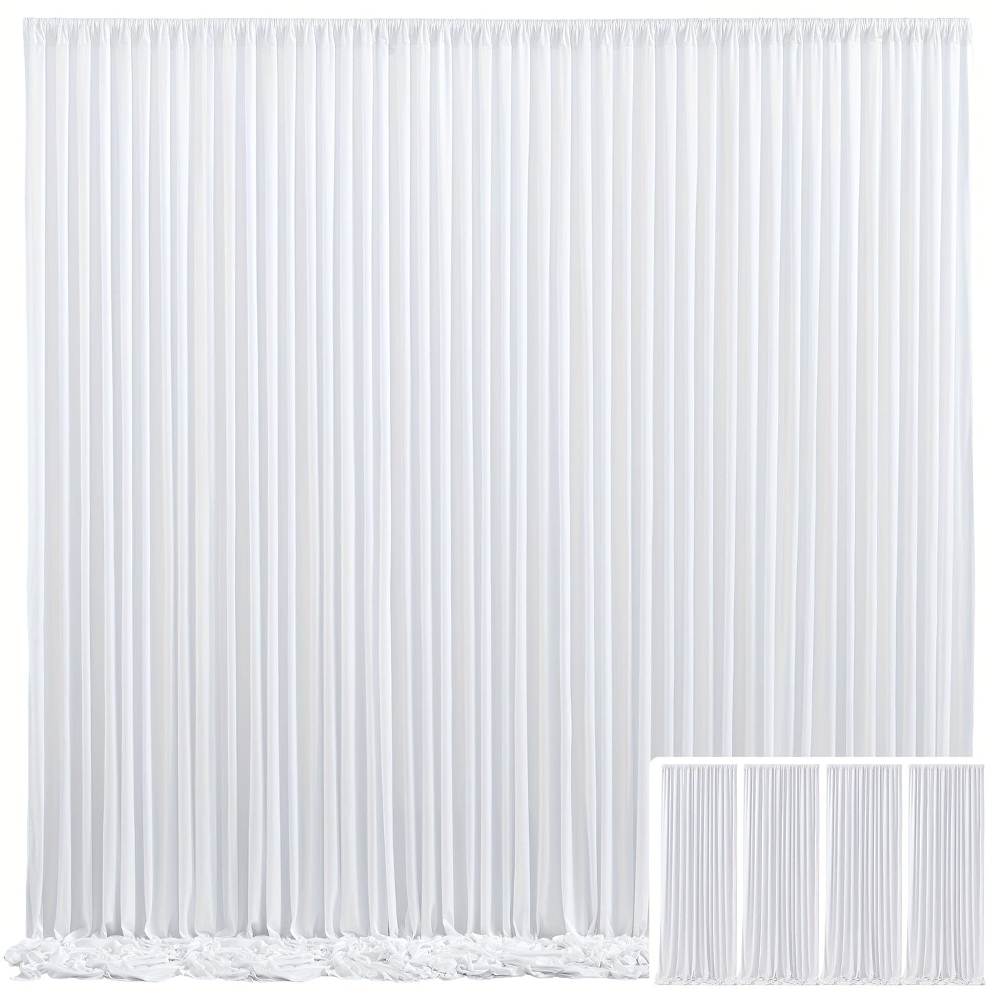 Backdrop Curtains 4 Pack 59x118 Inch – Wrinkle-Resistant Non-Transparent Party Decoration Fabric with Pole Pocket, Machine Washable & Reusable for Wedding, Birthday, Christening, Graduation & Holiday Events