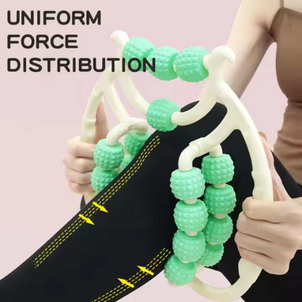 Twenty-Wheel Manual Leg Roller with Textured Rotating Nodes, Dual Handles and Pink or Green Options