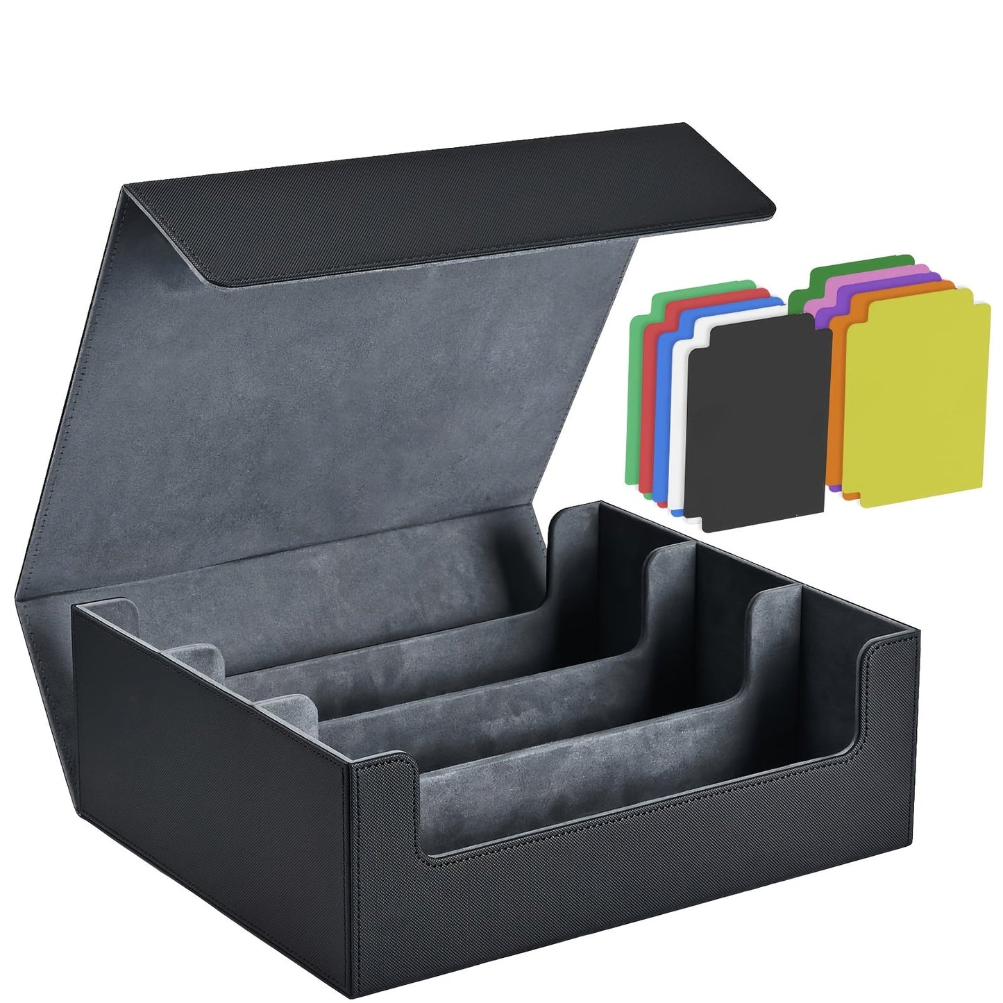 Large Trading Card Storage Box with 10 Dividers, Four Compartments and Five Color Options for Collectors