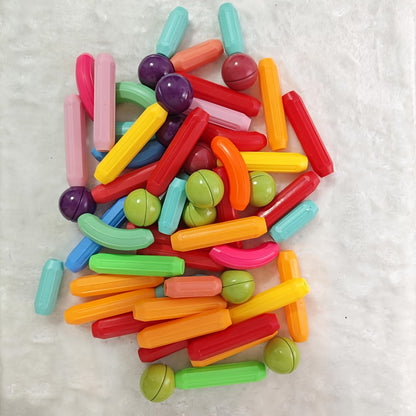 Magnetic Stick and Ball Building Set in 28-Piece or 58-Piece Multicolor Options for Pictured 3D Shapes