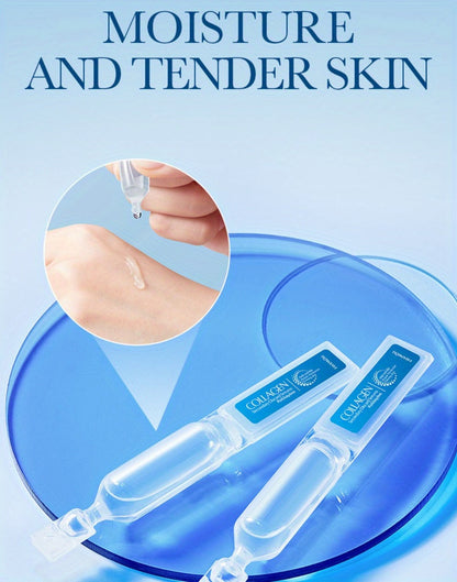 Face Serum Collagen Ampoule Set with 30 Individually Packed Blue Essence Vials in a Retail Box
