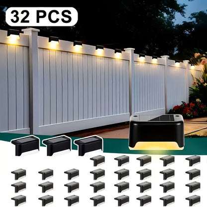 Solar Powered LED Deck Lights – Auto On/Off Outdoor Step Lights for Stairs, Fence, Pathway & Patio, 12-Hour Continuous Lighting, Weatherproof Solar Stair Lights for Garden, Yard & Commercial Use