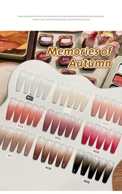 Gel Nail Polish Set with MORDDA Label, 9 Gradient Colors in the Yi Qiu Ci Nine-Grid Palette