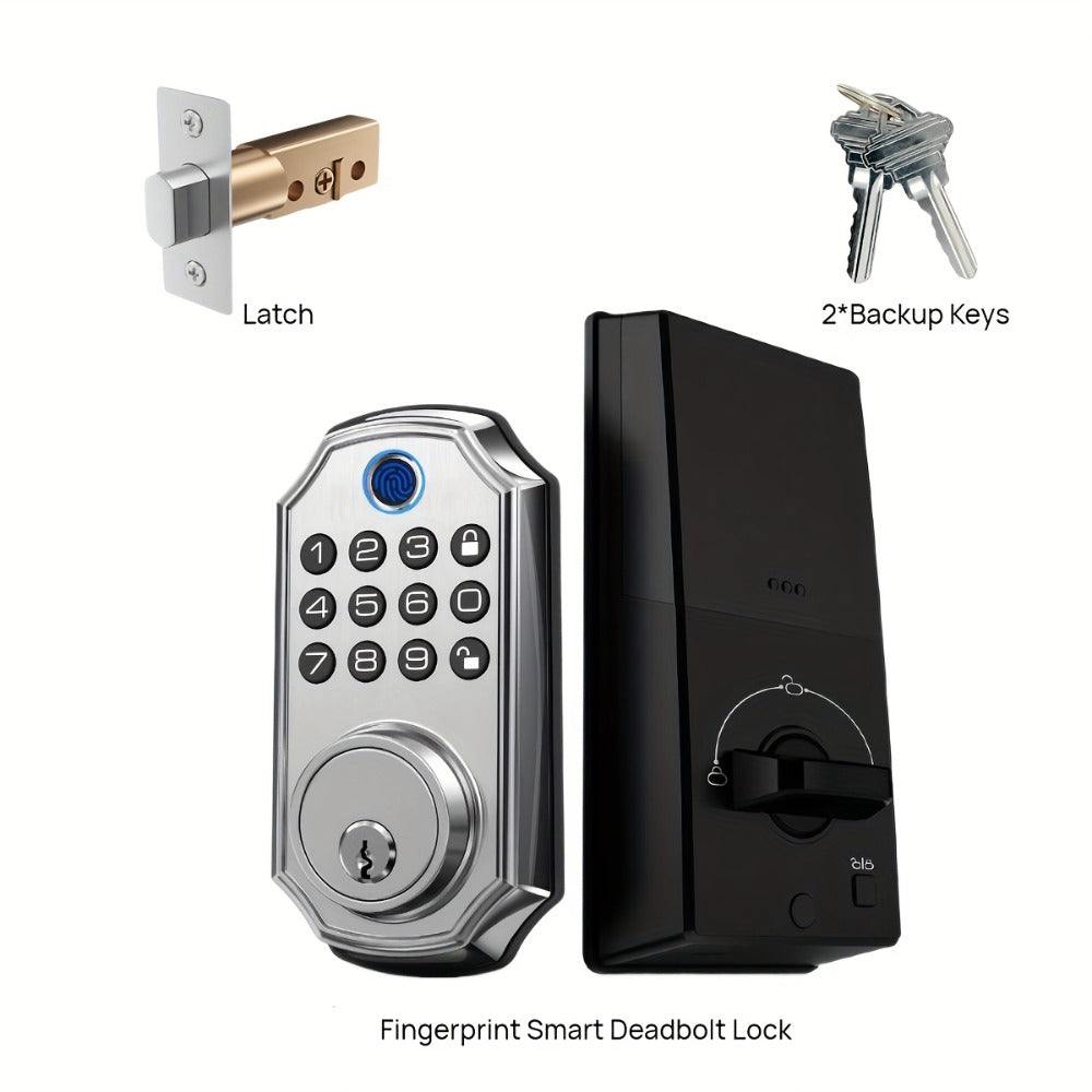 Voice Guided Keypad Deadbolt with Fingerprint, PIN, One-Time Visitor Code & Key, Backlit Keypad, Auto Lock