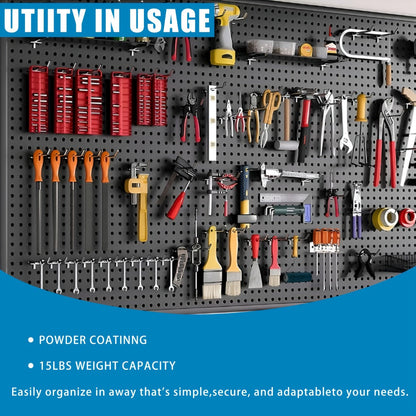 Stainless Steel Pegboard Hooks, 60-Piece Set with 2-Inch Single-Hole Design for 1-Inch-Spaced Tool Boards