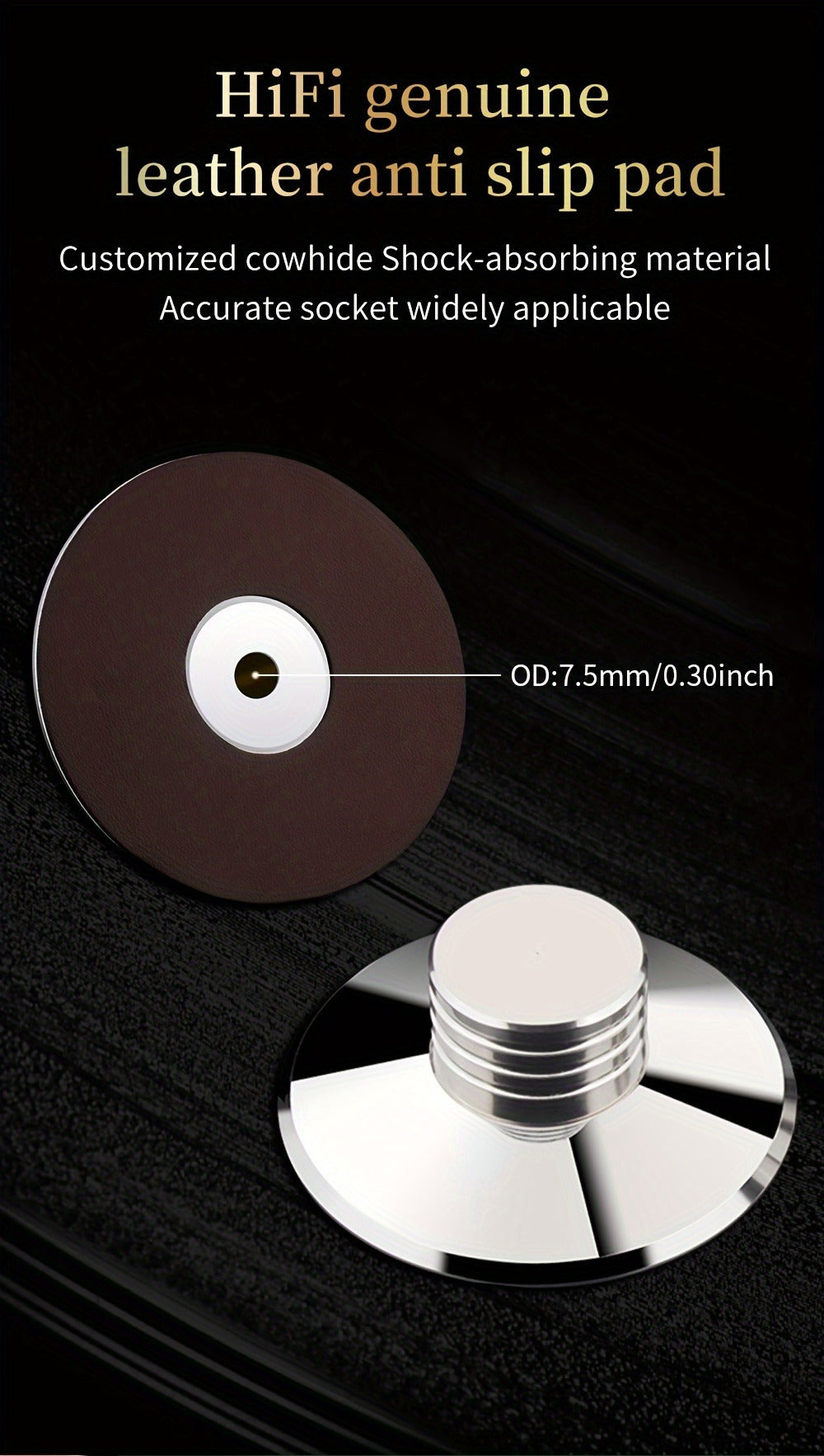 Vinyl Record Weight Stabilizer, 79 mm Metal Turntable Clamp in Solid or Four-Hole Black, Silvery and Golden Options