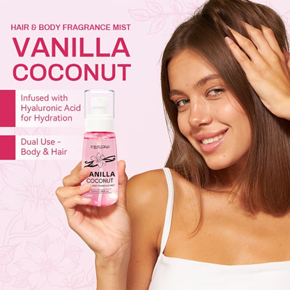 100 ml Coconut Vanilla Hair and Body Fragrance Mist with Vitamin E, Argan Oil and Glycerin