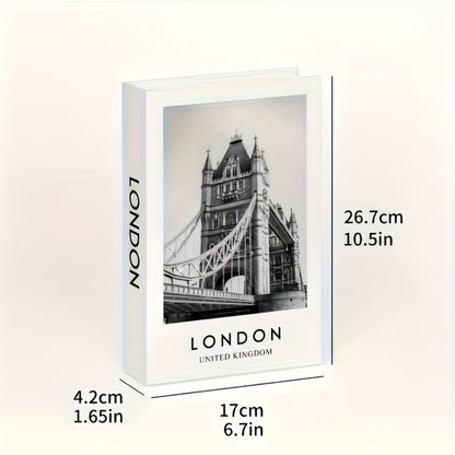 Three-Piece Faux Decorative Book Set with Industrial-Inspired Covers for Shelf or Office Styling