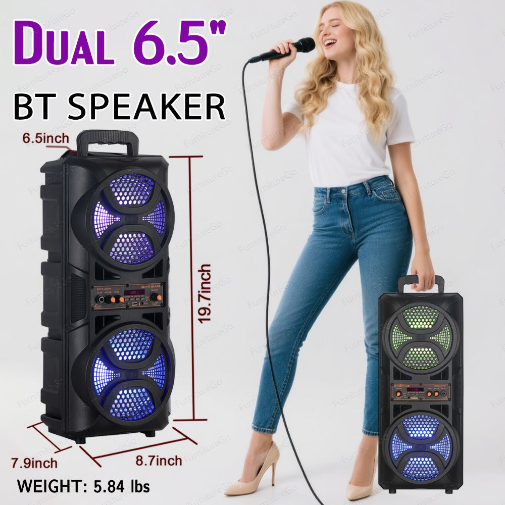 Portable Bluetooth Speaker Party Boombox with Dual Subwoofers, RGB, TWS and Up to 20 Hours Playback