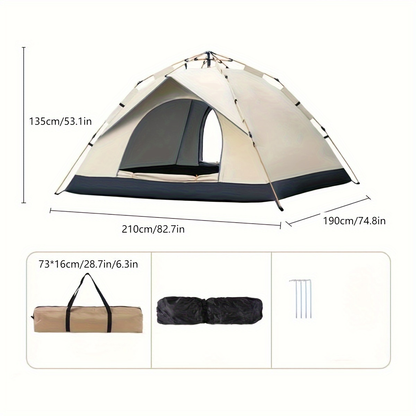Camping Tent 4-Person Polyamide Pop-Up with Two Doors, Optional Windows and Small or Large Sizes