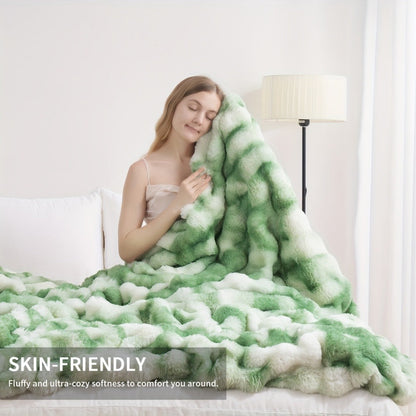 Faux Rabbit Fur Fluffy Blanket – Thick Warm Soft Plush Throw for Bed & Living Room, Luxury Furry Blanket, 8 Colors, 4 Sizes