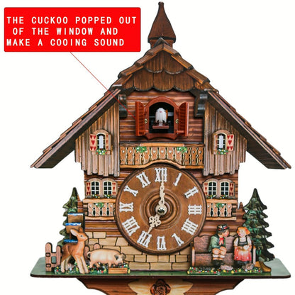 Cuckoo-Style Decorative Wall Clock with Pendulum and CL010 or CL303 Brown Wood-Look Model Options