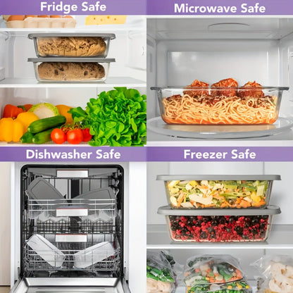Glass Baking Dish with Lid, 1.9 Qt Rectangular Glass Loaf Pan with Handles, Oven & Microwave Safe Airtight Food Storage Container, Stackable Glass Bread Pan for Baking Bread Cakes, with Silicone Brush