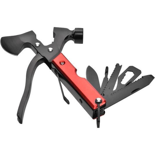 14-in-1 Multi-Tool Hammer Axe Stainless Steel 18cm with Fabric Bag for Camping Hiking Survival Outdoor Gift for Men Dad Boyfriend