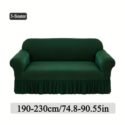 Stretch Sofa Slipcover Lightweight Breathable Elastic Full Cover Skirted Design Anti-Slip Soft Cool Comfort Machine Washable for 3 4 Seater Living Room Furniture Protector